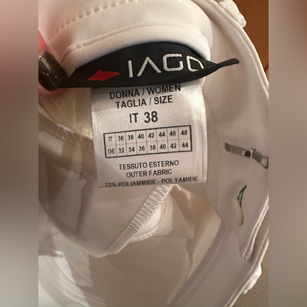 Iago Italia Equestrian Riding Show Breeches, White, Size 24, New With Tags! - Picture 9 of 10